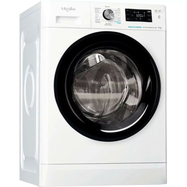 Пральна машина Whirlpool фронтальна, 8кг, 1200, A+++, 60см, дисплей, пара, інвертор, люк чорний, білий (FFB8248BVUA) 375610 фото