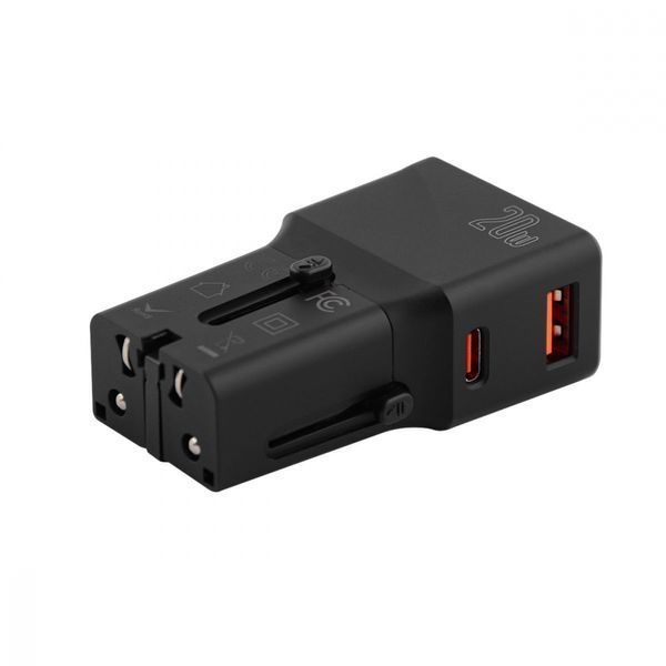 Travel Adapter Yesido MC17 Type-C 20W (UK/EU/US/AUS) black 331753 фото