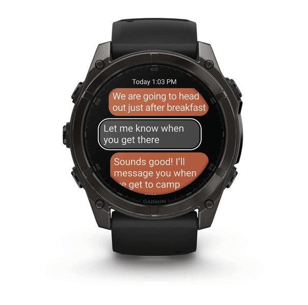 Смарт-годинник Garmin Fenix 8 51mm AMOLED Sapphire Carbon Gray DLC Titanium w. Black/Pebble Gray S. Band (010-02905-20,010-02905-21) 323574 фото