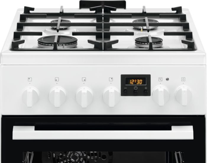 Плита Electrolux комбінована, 57л, 50x60см, дисплей, конвекція, чавун, білий (LKK520211W) 375951 фото