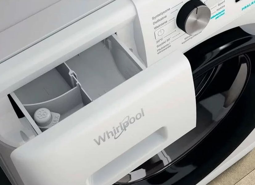 Пральна машина Whirlpool фронтальна, 8кг, 1200, A+++, 60см, дисплей, пара, інвертор, люк чорний, білий (FFB8248BVUA) 375610 фото