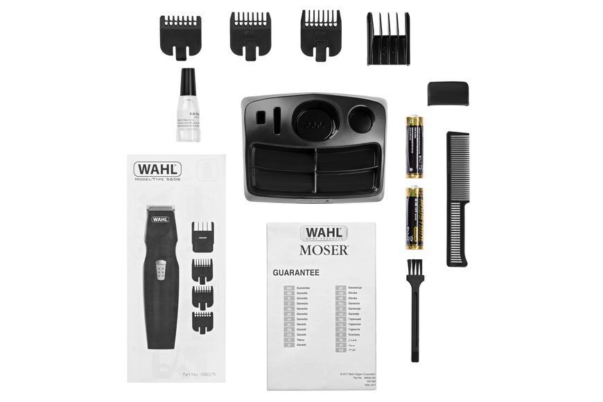 Тример WAHL Mustache&Beard, для бороди і вусів, ААx2, в комплекті, роторний мотор, насадок-4, гребінець, підставка, сталь, чорний (05606-508) 361865 фото