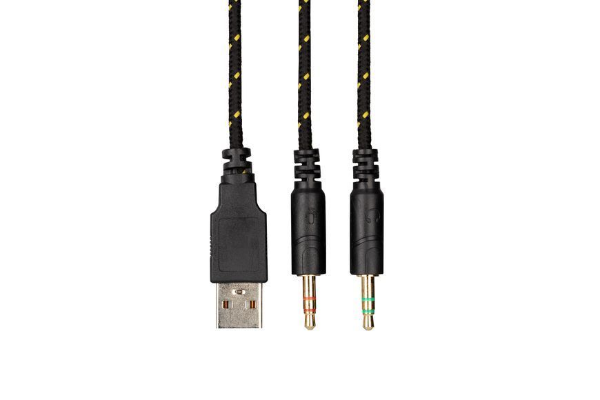 Гарнітура ігрова 2E GAMING HG340, mini-jack/dual 3.5mm, RGB, 2м, жовтий (2E-HG340YW) 364016 фото