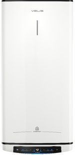 Водонагрівач електр. Ariston плаский слім VELIS PRO DRY WIFI 80 EU, 80л, 2*1,5кВт, сух тен, ун. монтаж, електр. кер-ння, B, Італія, Білий 366015 фото
