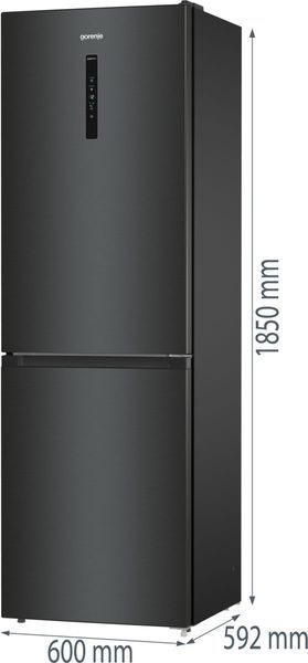 Холодильник Gorenje NRK619EABXL4 з нижн. мороз. камерою, 185х60х60см, 2 дв., Х- 204л, М- 96л, A+, NoFrost Plus, Fresh zone, чорний 373956 фото