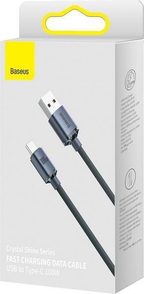 Кабель Baseus Crystal Shine Series Fast Charging Data USB кабель USB To Type-C 100W 2m (CAJY000501) Black 260558 фото
