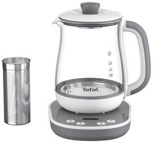 Електрочайник Tefal Tastea tea maker 1.5л, скло, заварник, біло-сірий (BJ551B10) 368650 фото