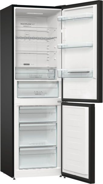 Холодильник Gorenje NRK619EABXL4 з нижн. мороз. камерою, 185х60х60см, 2 дв., Х- 204л, М- 96л, A+, NoFrost Plus, Fresh zone, чорний 373956 фото