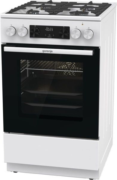 Плита Gorenje комбінована, 70л, 50x60см, дисплей, чавун, білий (GKS5C73WF) 374102 фото