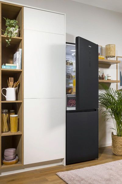 Холодильник Gorenje NRK619EABXL4 з нижн. мороз. камерою, 185х60х60см, 2 дв., Х- 204л, М- 96л, A+, NoFrost Plus, Fresh zone, чорний 373956 фото