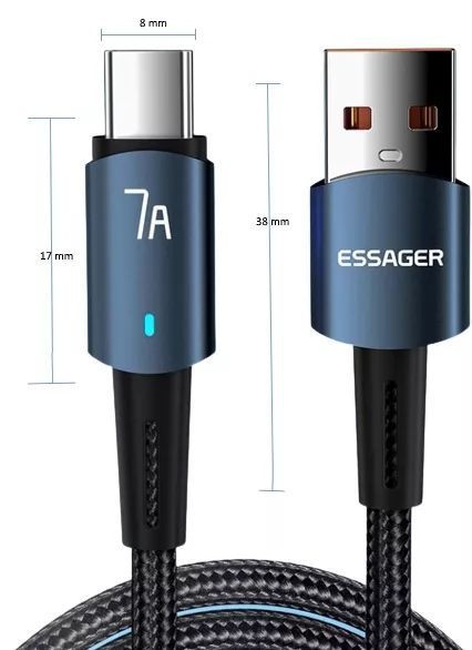 Кабель Essager Sunset Type-C 7A USB Charging And Data Fully Compatible Cable 1m (EXC7A-CG03-P) Blue 323680 фото