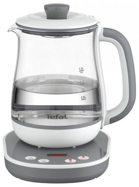 Електрочайник Tefal Tastea tea maker 1.5л, скло, заварник, біло-сірий (BJ551B10) 368650 фото