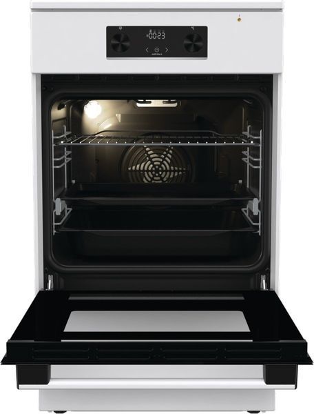 Плита Gorenje електрична індукційна, 70л, 50x60см, дисплей, програматор IconLed, поєднання конфорок, білий (GEIT5C60WPG) 375605 фото