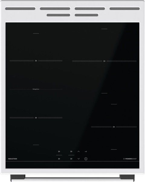 Плита Gorenje електрична індукційна, 70л, 50x60см, дисплей, програматор IconLed, поєднання конфорок, білий (GEIT5C60WPG) 375605 фото