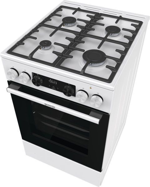 Плита Gorenje комбінована, 70л, 50x60см, дисплей, чавун, білий (GKS5C73WF) 374102 фото