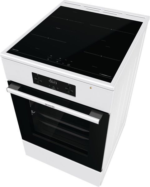 Плита Gorenje електрична індукційна, 70л, 50x60см, дисплей, програматор IconLed, поєднання конфорок, білий (GEIT5C60WPG) 375605 фото