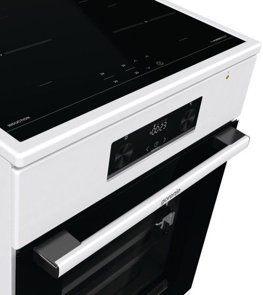 Плита Gorenje електрична індукційна, 70л, 50x60см, дисплей, програматор IconLed, поєднання конфорок, білий (GEIT5C60WPG) 375605 фото