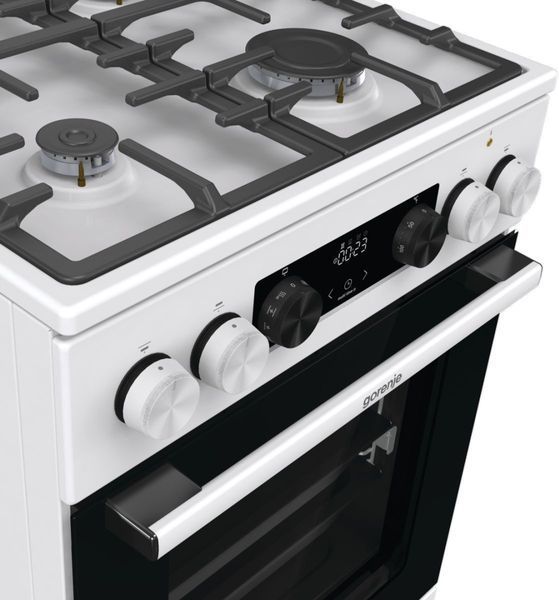 Плита Gorenje комбінована, 70л, 50x60см, дисплей, чавун, білий (GKS5C73WF) 374102 фото
