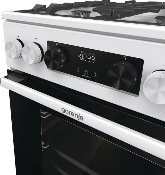 Плита Gorenje комбінована, 70л, 50x60см, дисплей, чавун, білий (GKS5C73WF) 374102 фото