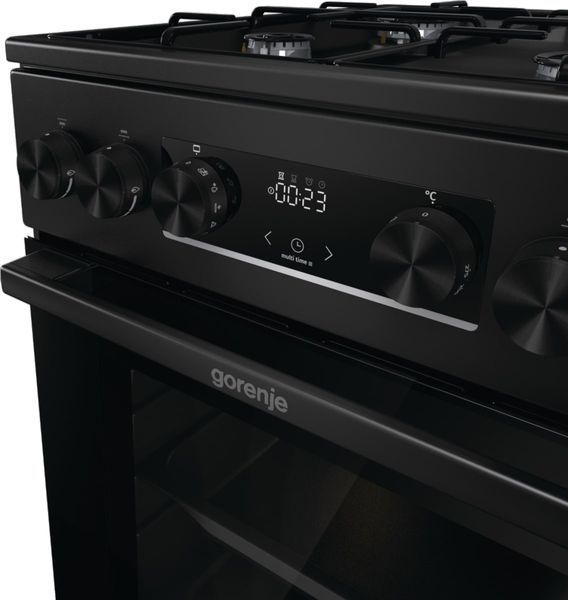Плита Gorenje комбінована, 62л, 50x60см, дисплей, IconLed, емальовані, чорний (GK5C60BJ) 375293 фото