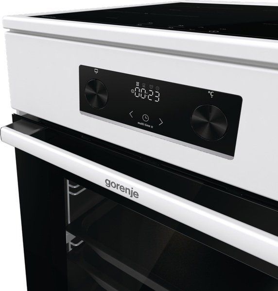 Плита Gorenje електрична індукційна, 70л, 50x60см, дисплей, програматор IconLed, поєднання конфорок, білий (GEIT5C60WPG) 375605 фото
