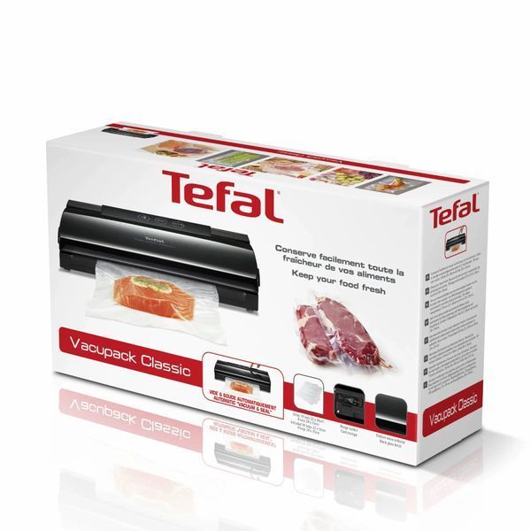 Вакууматор Tefal Classic для пакетів, 35см, електронне керування, +18 пакетів,, пластик, чорний (VT254070) 369262 фото