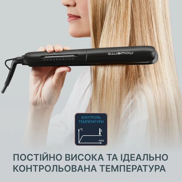 Випрямляч Rowenta Optiliss +, >240Вт, темп.режимів-10, 140-230С, кераміка, турмалін, чорний (SF3320F0) 371561 фото