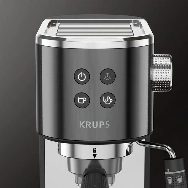 Кавоварка Krups ріжкова Virtuoso + 1л, мелена, ручний капучинатор, 15 бар, чорний (XP444G10) 372482 фото