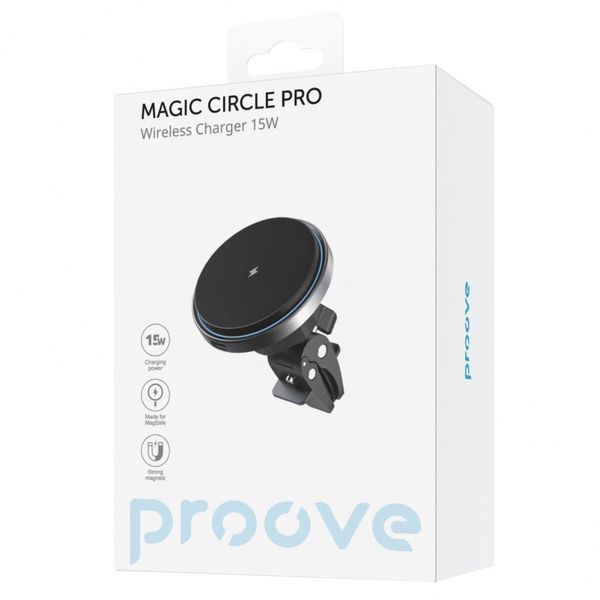Автомобільний тримач З бездротовою зарядкою Proove Magic Circle Pro 15W (WHMP15010001) Black 286768 фото