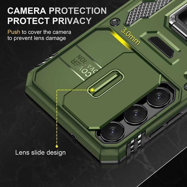 Ударостійкий чохол Camshield Army Ring для Samsung Galaxy S22+ Оливковий / Army Green 285626 фото