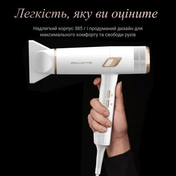Фен Rowenta Ultimate Experience Maestria, 2000Вт, 3 режими, дифузор, іоніз-я, хол. обдув, фірмовий кейс, білий (CV9910F3) 369615 фото