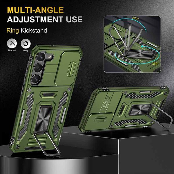 Ударостійкий чохол Camshield Army Ring для Samsung Galaxy S22+ Оливковий / Army Green 285626 фото