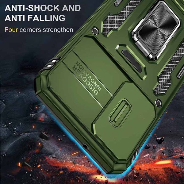 Ударостійкий чохол Camshield Army Ring для Samsung Galaxy S22+ Оливковий / Army Green 285626 фото
