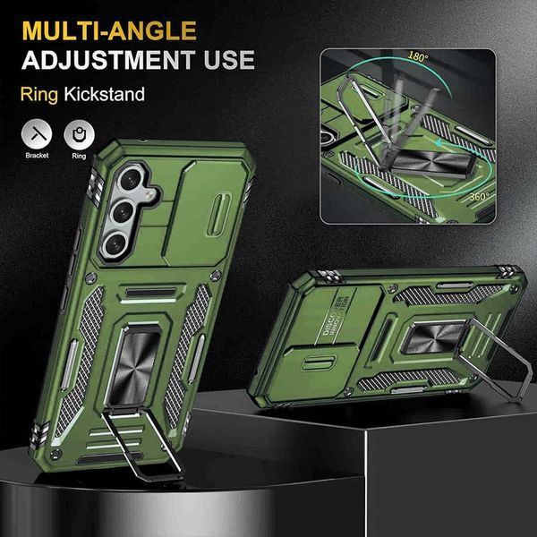 Ударостійкий чохол Camshield Army Ring для Samsung Galaxy S22+ Оливковий / Army Green 285626 фото