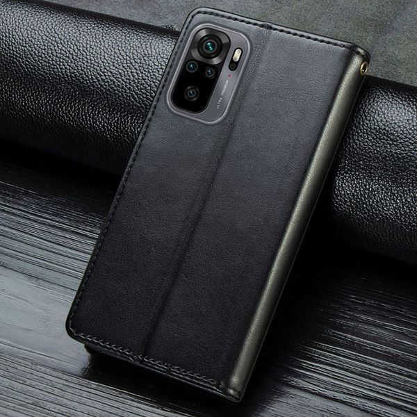 Шкіряний чохол книжка GETMAN Gallant (PU) для Xiaomi Redmi Note 10 / Note 10s Чорний 205666 фото