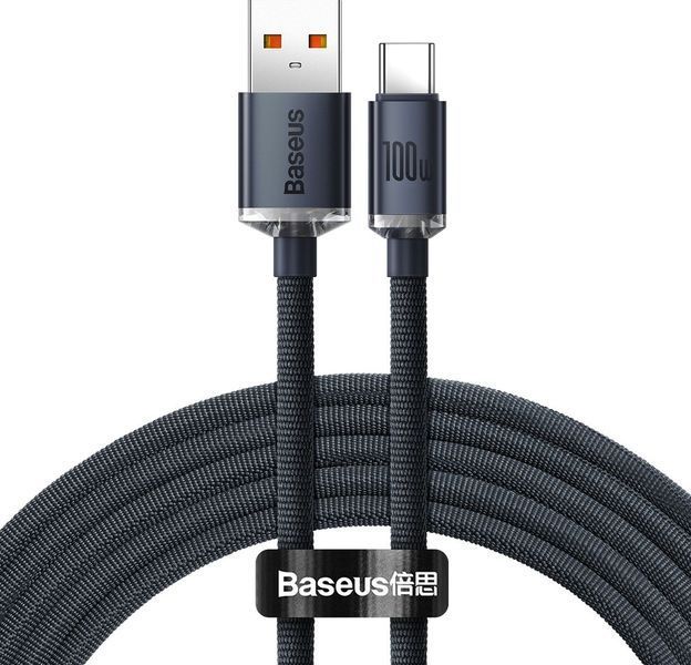 Кабель Baseus Crystal Shine Series Fast Charging Data USB кабель USB To Type-C 100W 2m (CAJY000501) Black 260558 фото