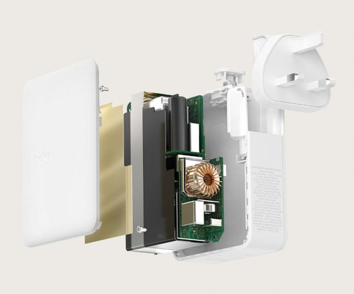 Зарядний пристрій мережевий Belkin 140Вт 3хUSB-С GAN PD PPS, USB-A, білий (WCH014BTWH) 370651 фото