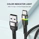 Кабель ESSAGER Colorful LED USB Cable Fast Charging 3A USB-A To Type C 0.5m (EXCT-XCDB01) Black 355945 фото 3