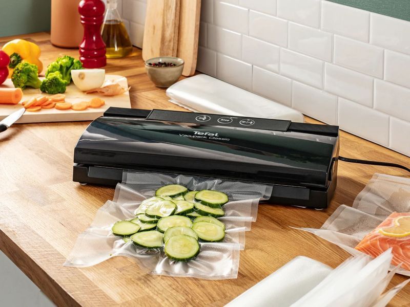 Вакууматор Tefal Classic для пакетів, 35см, електронне керування, +18 пакетів,, пластик, чорний (VT254070) 369262 фото