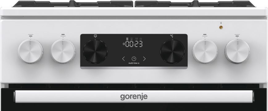 Плита Gorenje комбінована, 70л, 50x60см, дисплей, чавун, білий (GKS5C73WF) 374102 фото