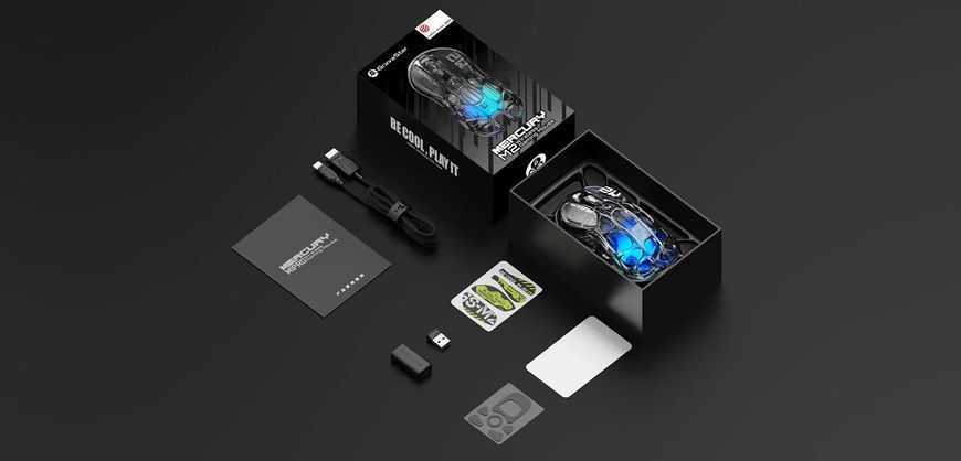 Миша GravaStar Mercury M2, BT/WL/USB-A, RGB, чорно-прозорий 380311 фото