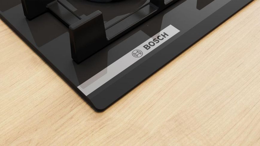 Варильна поверхня Bosch газова на склі, 60см, чавун, чорний (PNK6B6P40R) 370148 фото
