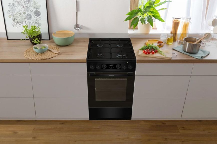 Плита Gorenje комбінована, 62л, 50x60см, дисплей, IconLed, емальовані, чорний (GK5C60BJ) 375293 фото