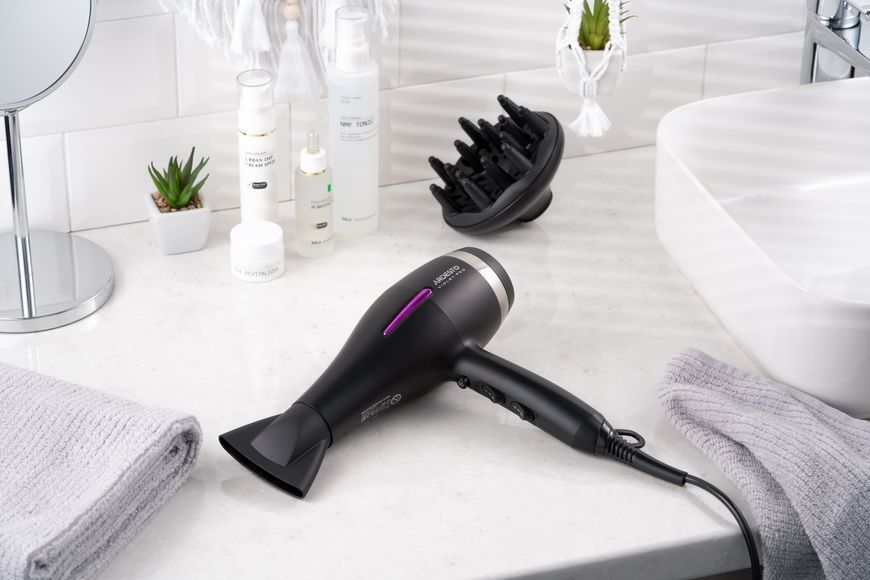 Фен Ardesto Violet PRO HD-Y223PRO, 1850-2200Вт, 2 швидкості , 3темп.режими, дифузор, чорний 367648 фото