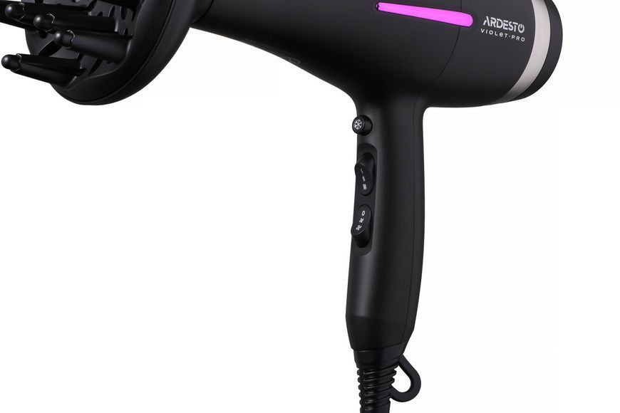 Фен Ardesto Violet PRO HD-Y223PRO, 1850-2200Вт, 2 швидкості , 3темп.режими, дифузор, чорний 367648 фото
