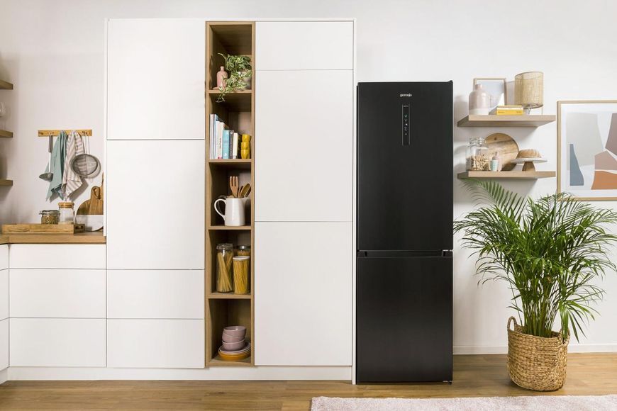 Холодильник Gorenje NRK619EABXL4 з нижн. мороз. камерою, 185х60х60см, 2 дв., Х- 204л, М- 96л, A+, NoFrost Plus, Fresh zone, чорний 373956 фото