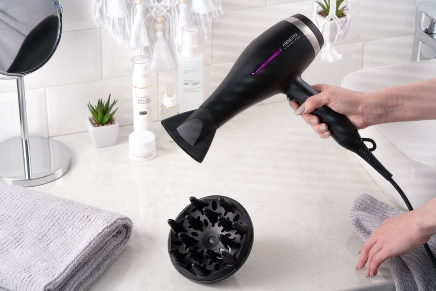 Фен Ardesto Violet PRO HD-Y223PRO, 1850-2200Вт, 2 швидкості , 3темп.режими, дифузор, чорний 367648 фото