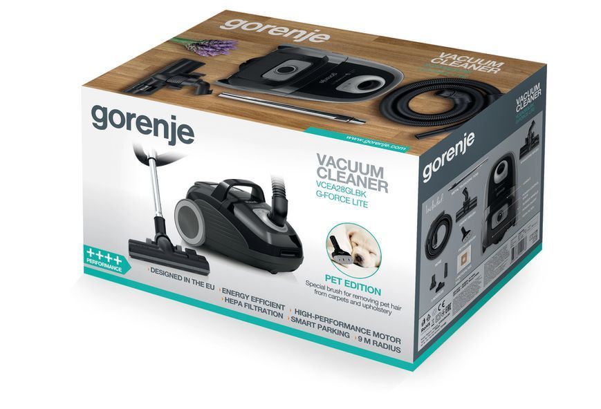 Пилосос Gorenje мішковий, 700Вт, 3л, HEPA, щітка Xpand Zone, телескоп, білий (VCEA28GLBK) 375707 фото