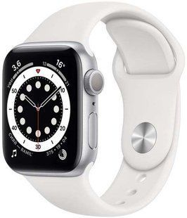 Смарт-годинник Apple Watch Series 6 40mm GPS + LTE Silver Aluminum Case With White Sport Band (M06M3) 172359 фото