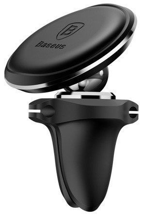 Автомобільний тримач Baseus Magnetic Air Vent Car Mount With Cable Clip SUGX-A01 Black 252249 фото